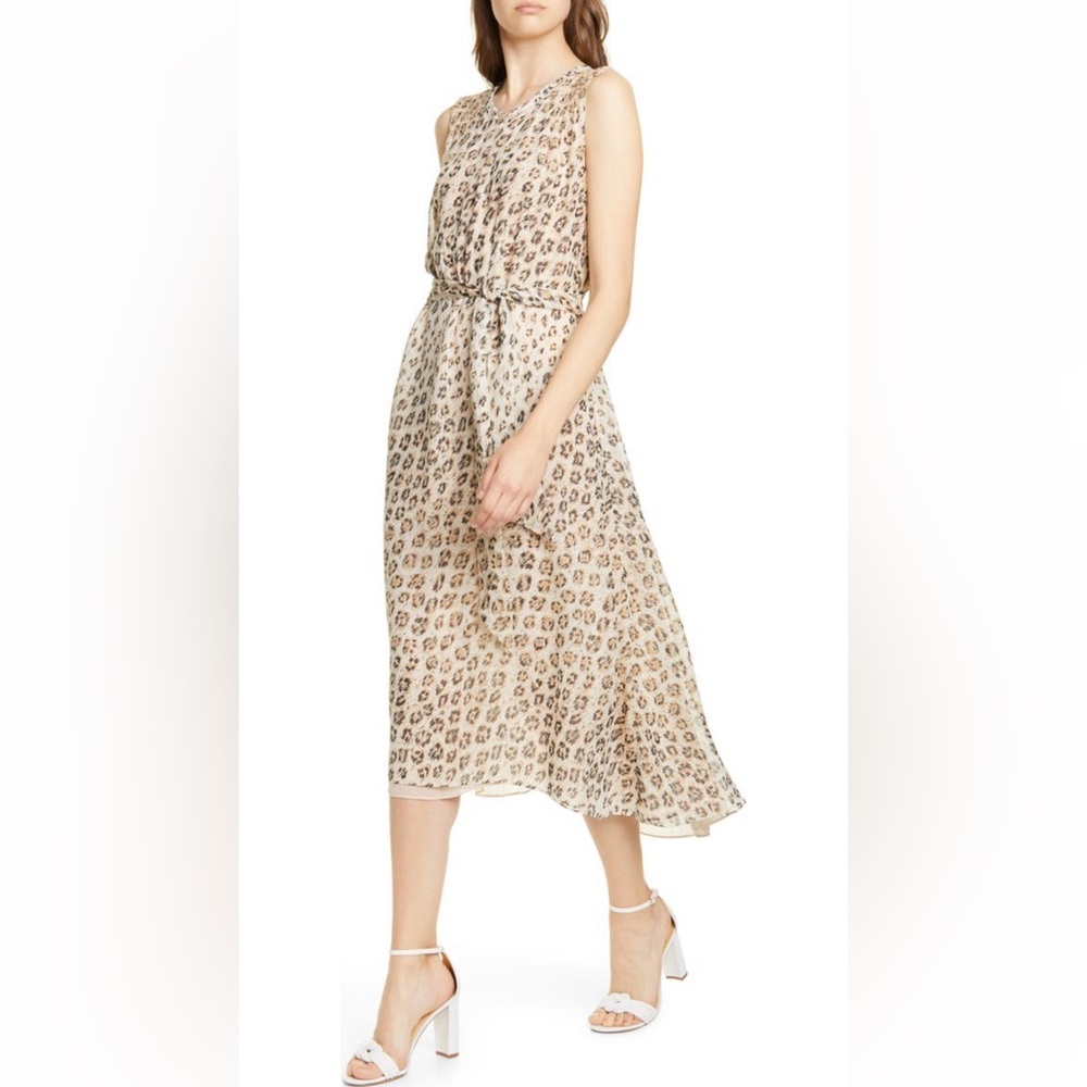 Joie 100% silk Corrin Leopard Tank midi dress- size small